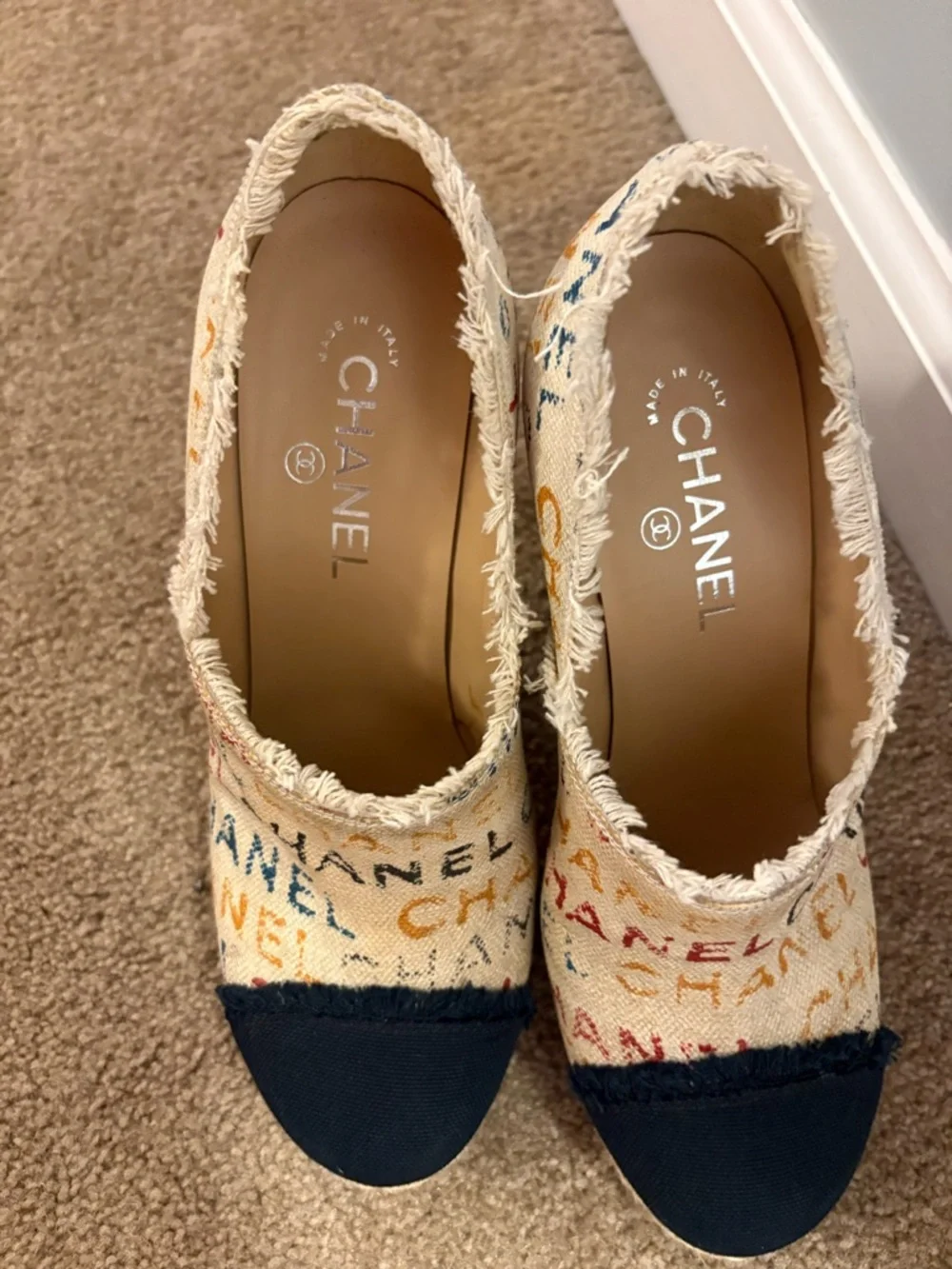 CHANEL Multicolor Graffiti Logo Espadrille with Cap Toe - Picture 5 of 12